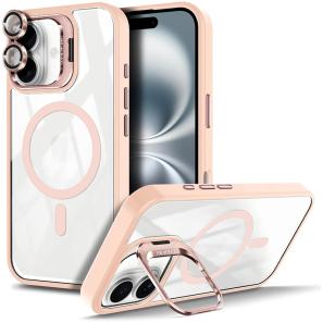 Lens Stand Holder Transparent Matte Acrylic Magnetic For Magsafe Wireless Charging 2 in 1 Hard Case With Eagle Eyes Camera Protector